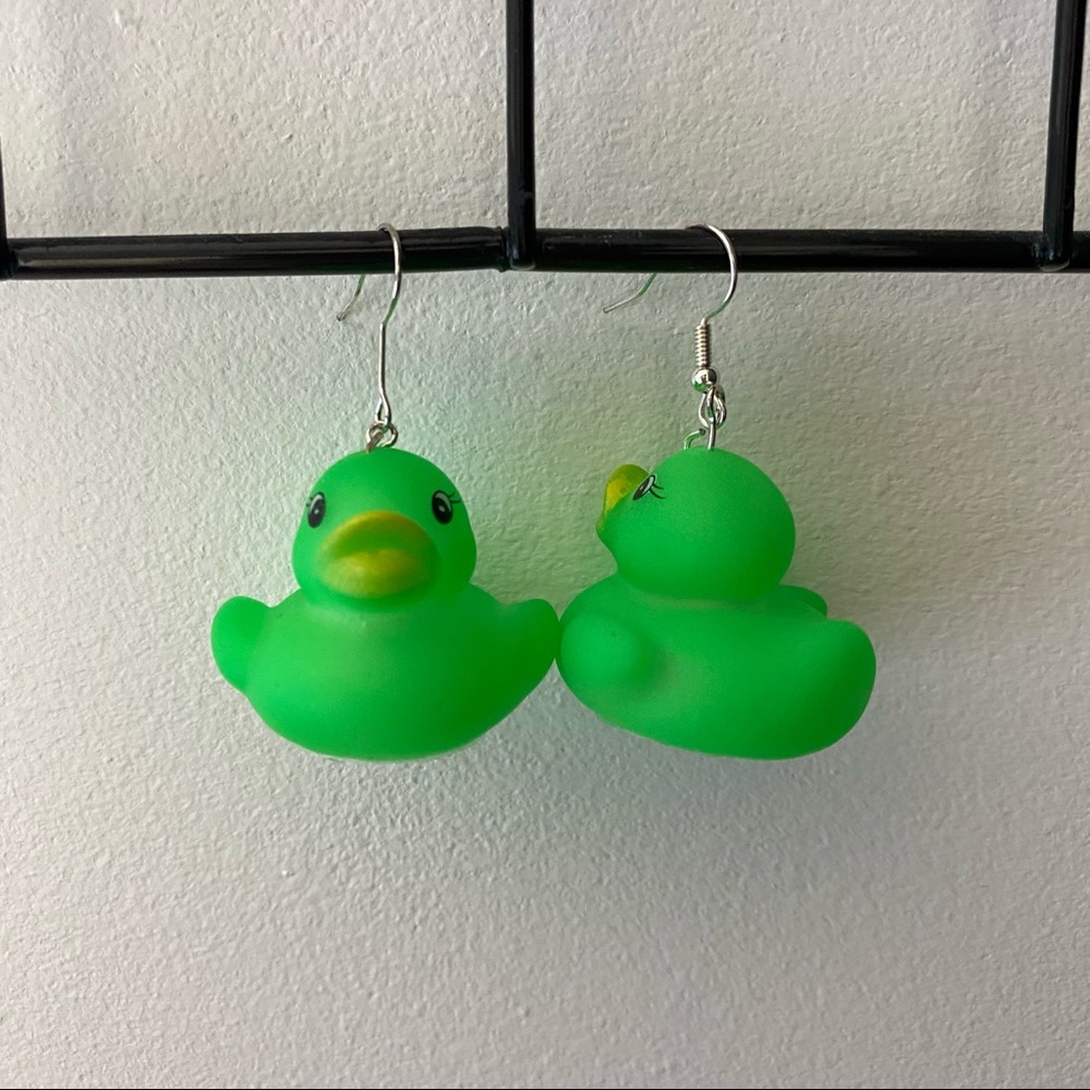 ATOMIC GREEN RUBBER DUCKY EARRINGS